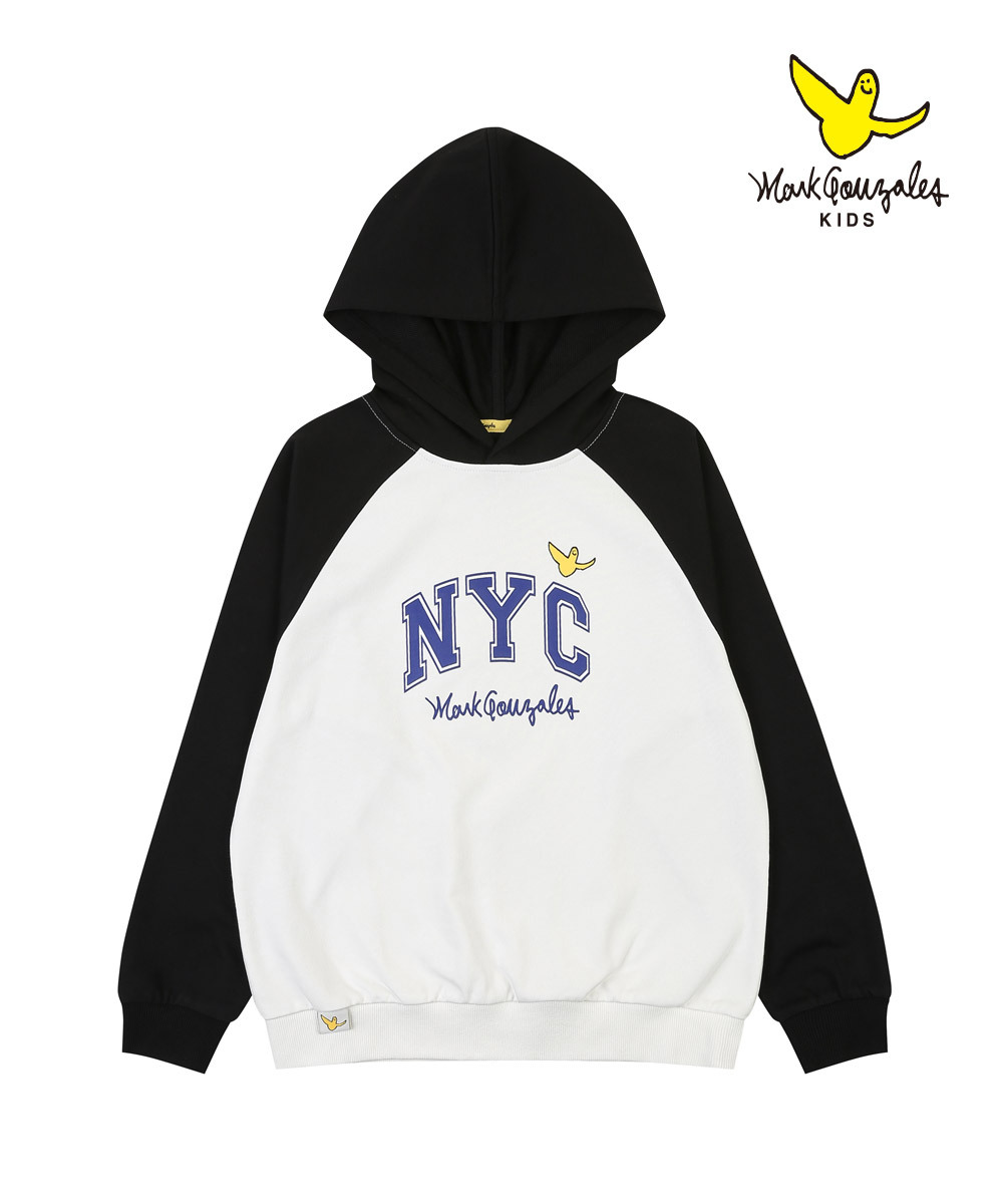 NYC 엔젤 라글란 후드 티셔츠-블랙